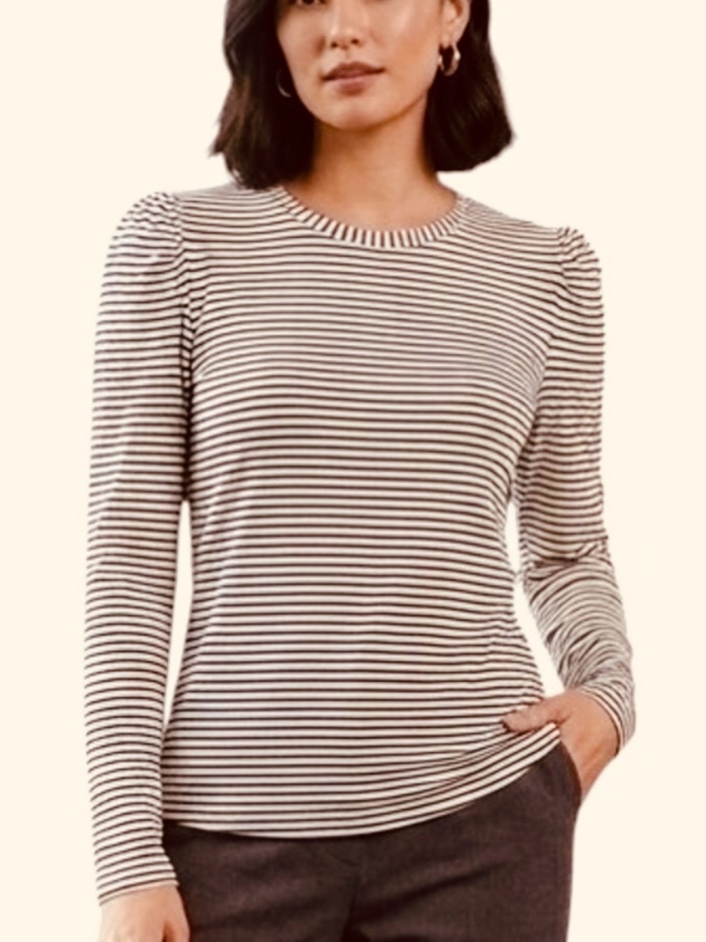 Chic Modern Works Striped Long Sleeve Ribbed Top